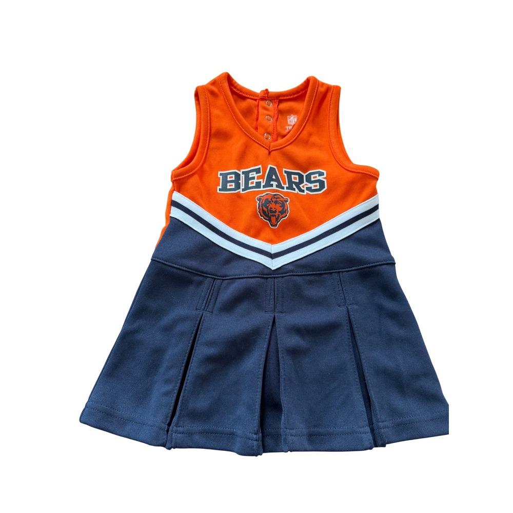 NFL Team Apparel Chicago Bears Girls Cheerleader Dress Orange Navy Blue 18M